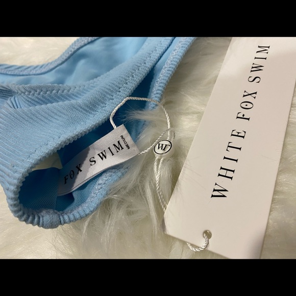 White Fox Swim Ribbed Baby Blue Bikini Top - Picture 4 of 4